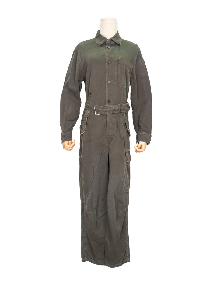 Khaki Washed Cotton Jumpsuit