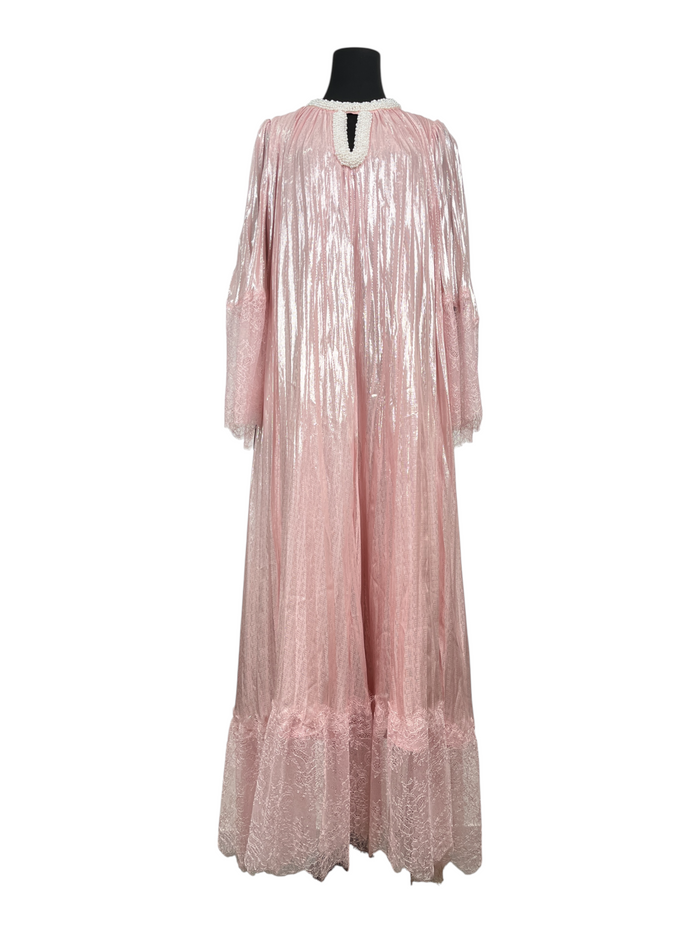 Pink Metallic Pearl Maxi Dress