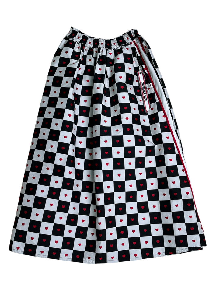 Dioramour Black And Red Checkered Heart Printed Skirt