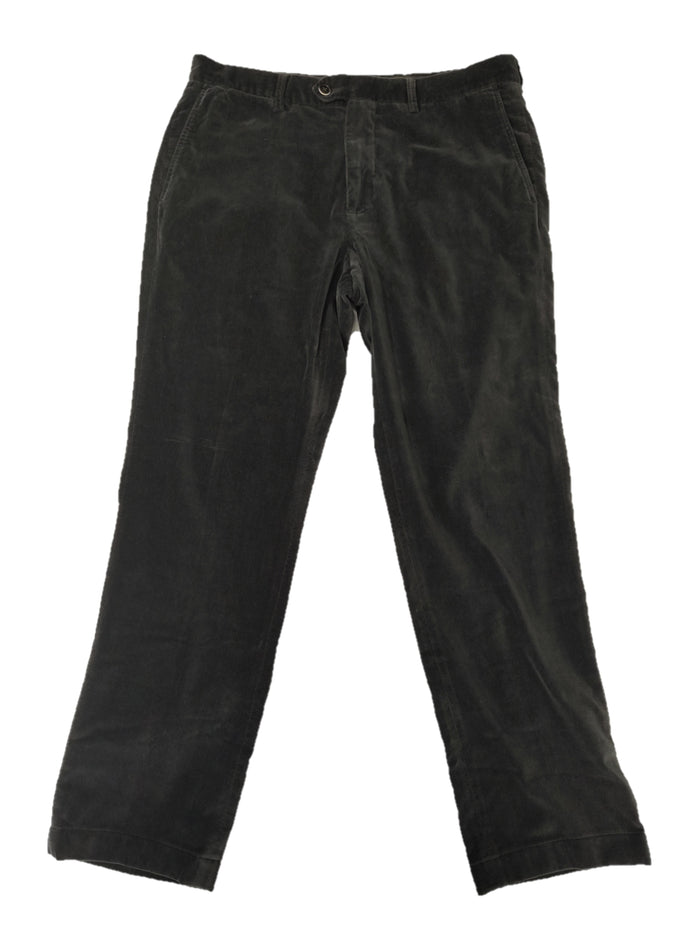 Hackett London Grey Washed Velvet Straight Leg Pants