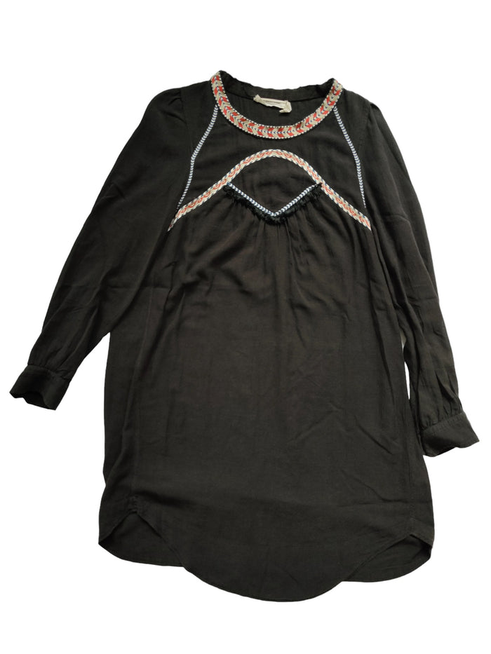 Black Long Sleeves Dress With Ethnic Details