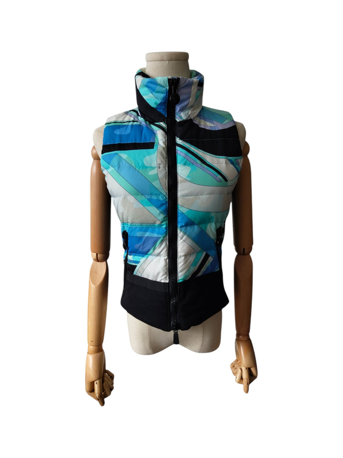 Emilio Pucci Blue And Black Down Puffer Vest
