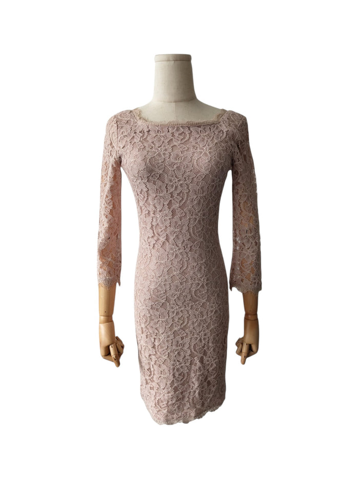 Salmon Pink Dress With Floral Pattern