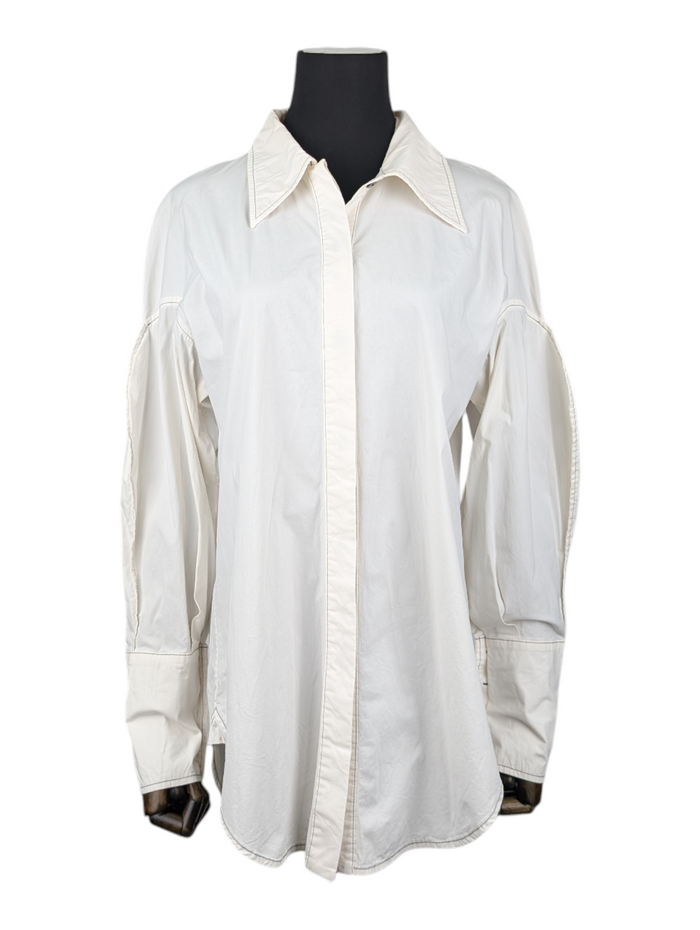 White Shirt With Black Stitching On Seams