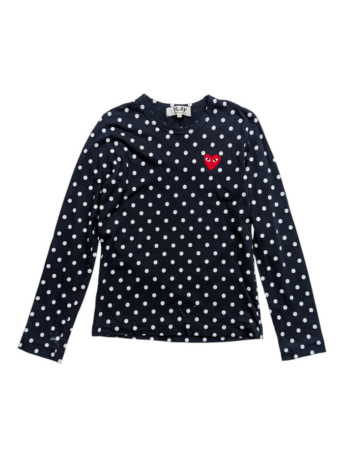 Navy Polkadot Long Sleeve Top