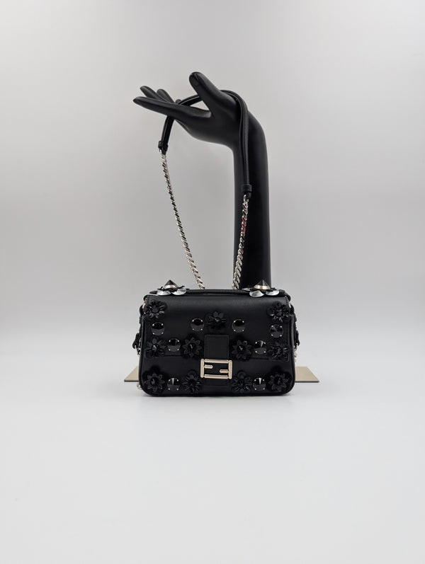 Black And Blue Baguette Double Micro Crossbody Bag