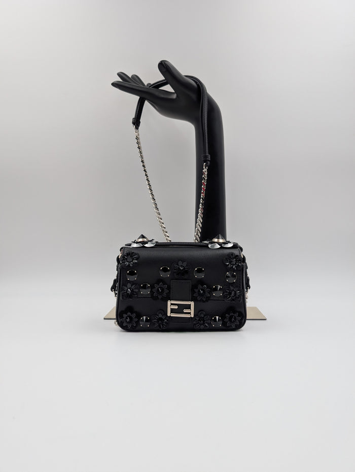 Black And Blue Baguette Double Micro Crossbody Bag