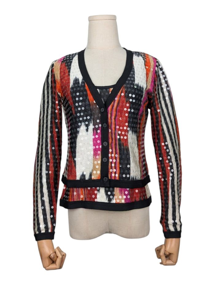 Multicolor Twin Set With Overall Glitter Sequins
