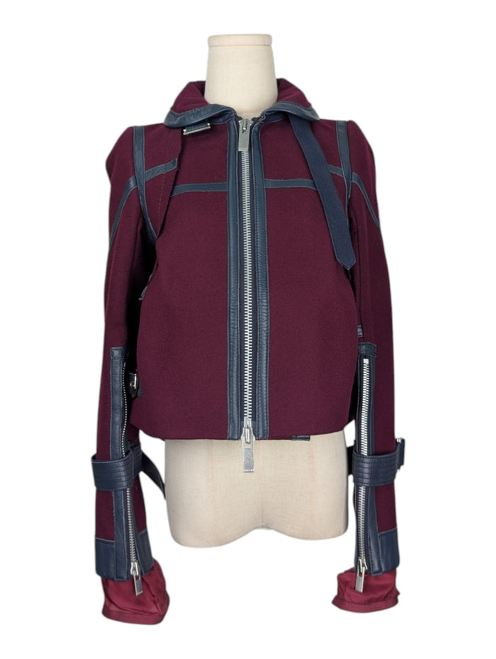 Red Melton Wool Blouson Jacket