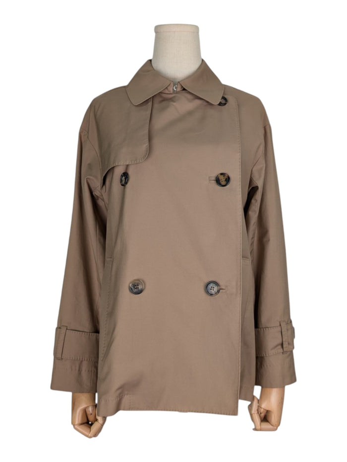 Beige Double Breasted Trench Jacket