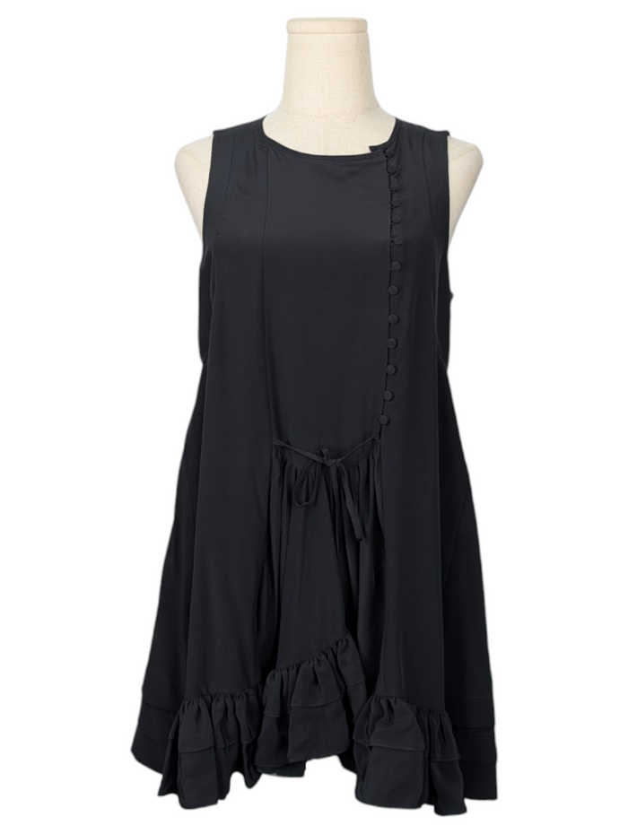 Black Silk Dress With Ruffle Bottom