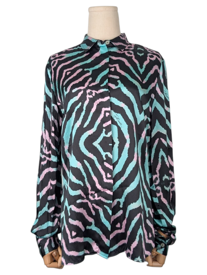 Black And Mint Color Overall Printed Shirt