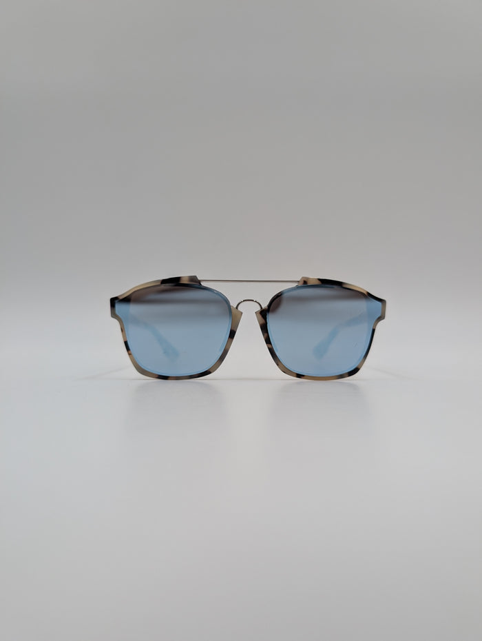 Dior Abstract Sunglasses Featuring Havana Tortoise Acetate Frame And Mirrored Lenses