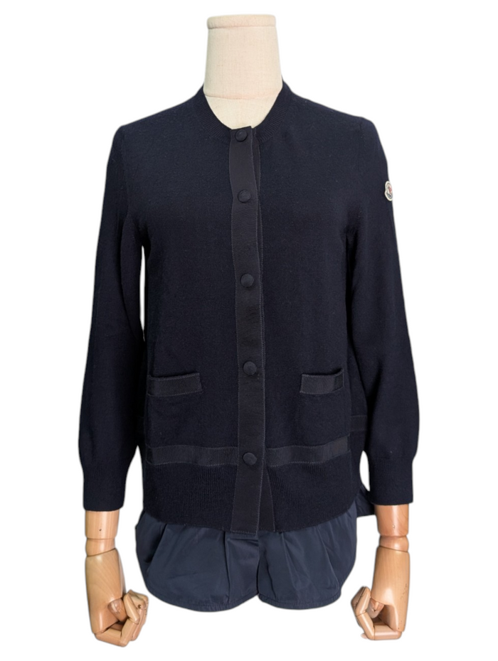 Navy Virgin Wool Snap Up Cardigan