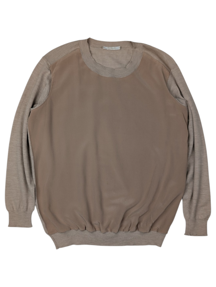 Beige Cashmere Top With Silk Front