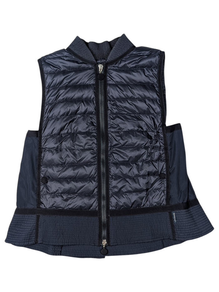 Navy Puffed Vest With Dual Zipper
