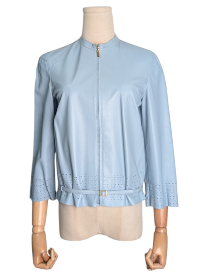 Light Blue Leather Jacket
