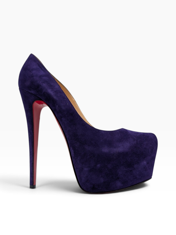 Purple Suede Daffodile Platform Heels
