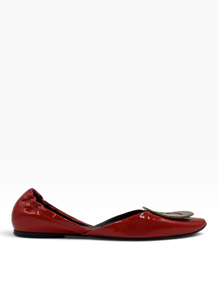 Red Patent Leather Chips Ballet Flats