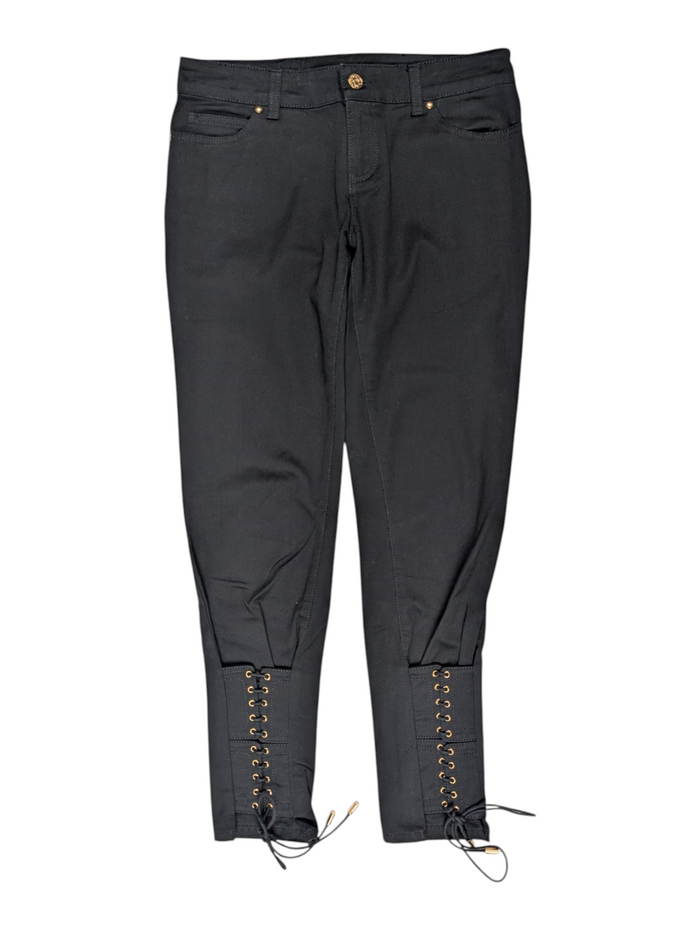 Black Jeans With Lacing At The Bottom
