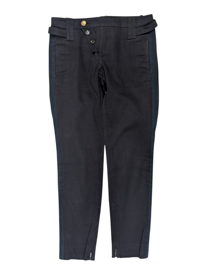 Black Cotton Pants With Brass Buckles
