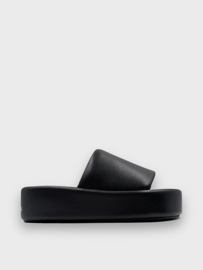 Balenciaga Black Open Toe Platform Sliders