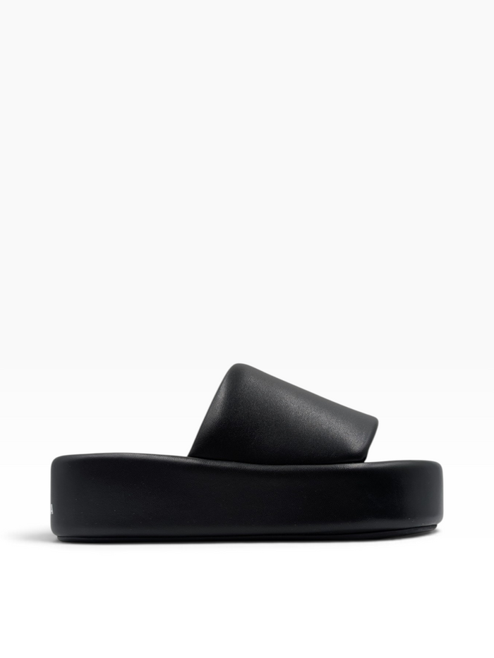 Black Open Toe Platform Sliders