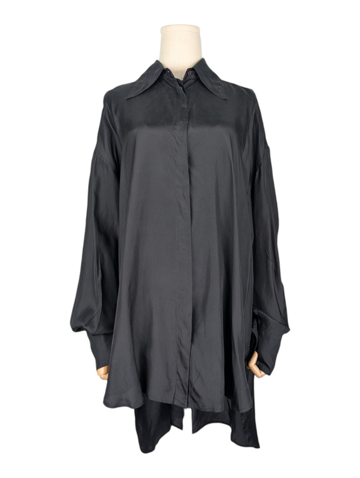 Black Silk Oversized Shirt
