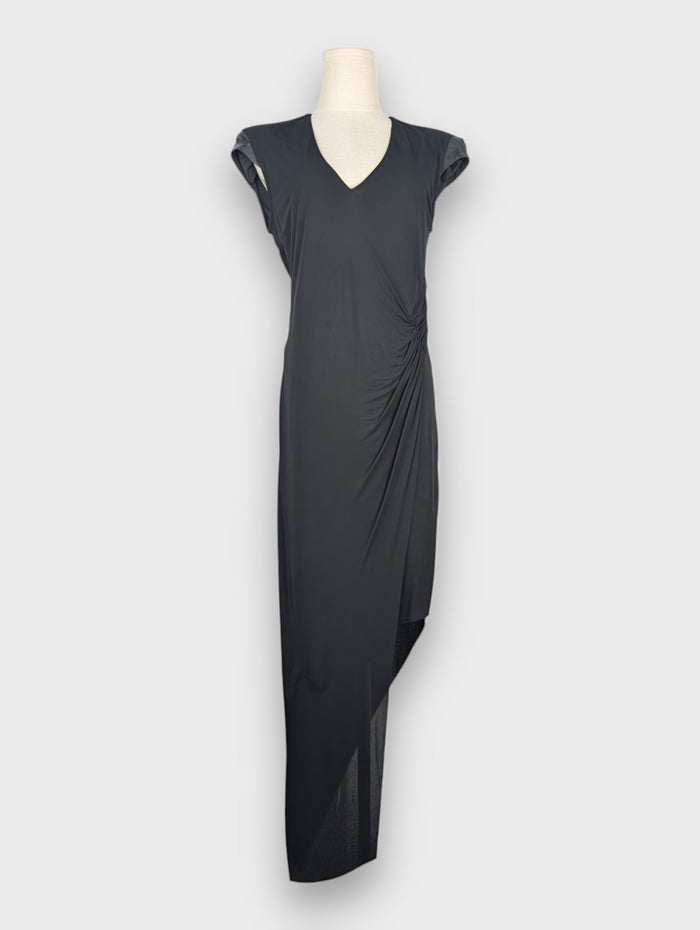 Helmut Lang Black Cap Shoulders Sleeveless Dress