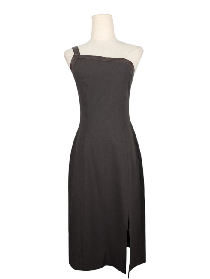 Plein Sud Brown Dress With Leather Shoulder Strap