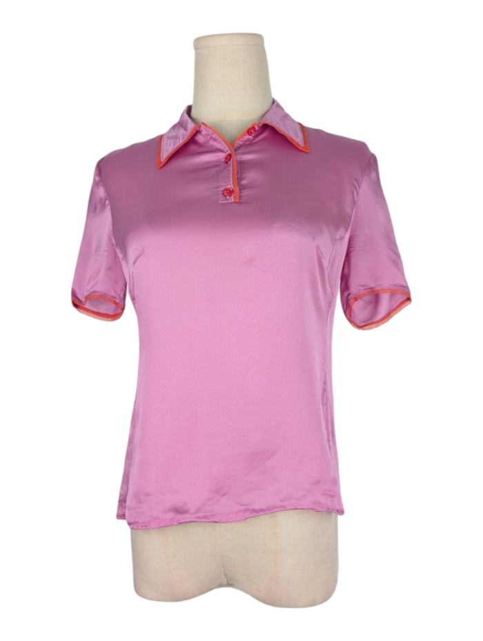 Purple Silk Polo Top