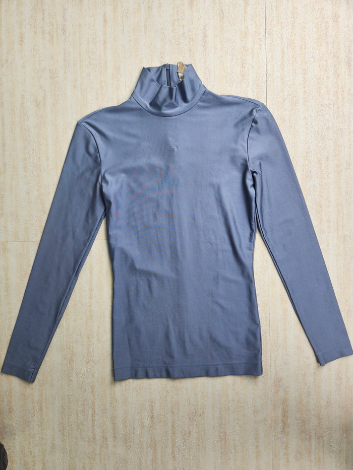 Greyish Blue Crew Neck Top