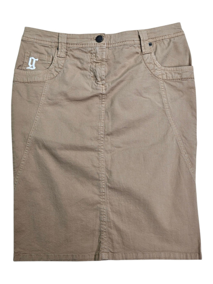Khaki Cotton Twill Skirt