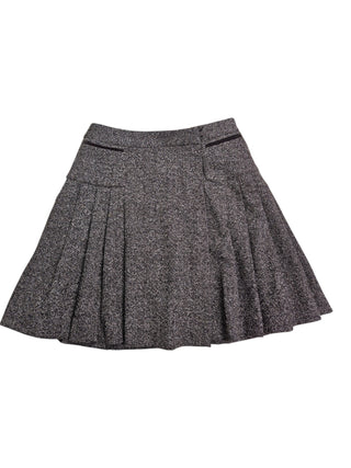 Brown Wool A-Line Pleated Skirt
