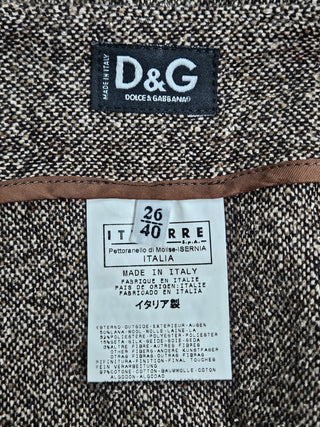 Brown Wool A-Line Pleated Skirt