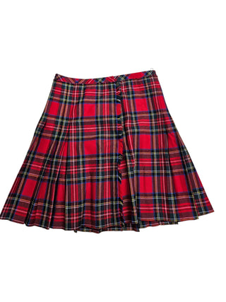 Red Plaided A-Line Pleated Skirt