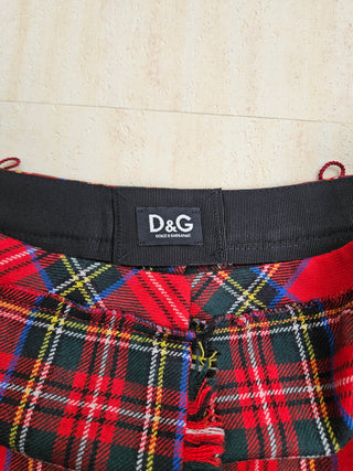 Red Plaided A-Line Pleated Skirt
