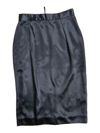 Black Satin Pencil Skirt