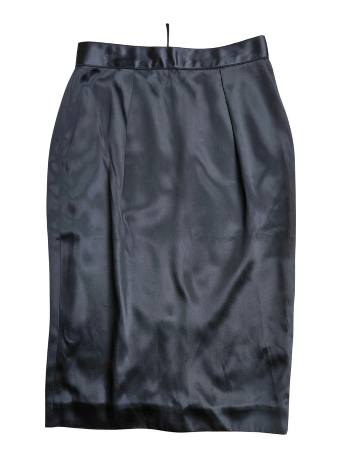 Black Satin Pencil Skirt