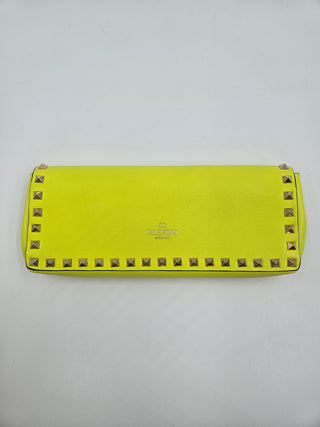 Valentino Garavani Neon Yellow Rockstud Bracelet Clutch