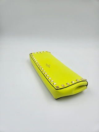 Valentino Garavani Neon Yellow Rockstud Bracelet Clutch