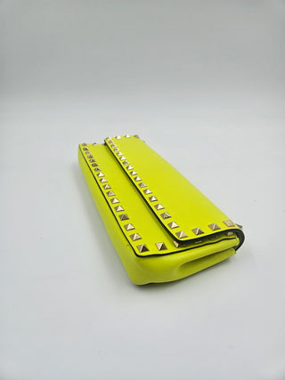 Valentino Garavani Neon Yellow Rockstud Bracelet Clutch