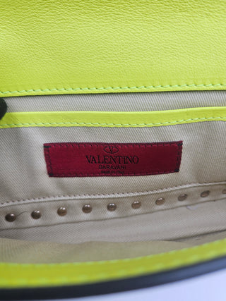 Valentino Garavani Neon Yellow Rockstud Bracelet Clutch