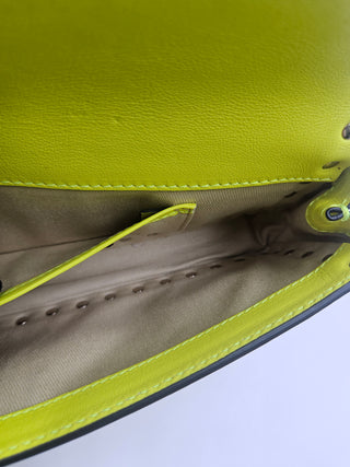 Valentino Garavani Neon Yellow Rockstud Bracelet Clutch