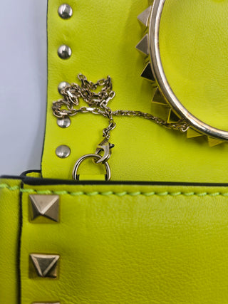 Valentino Garavani Neon Yellow Rockstud Bracelet Clutch