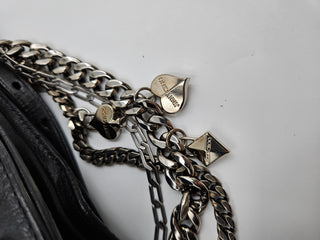 Black Leather Studded Card Suit Crossbody Bag