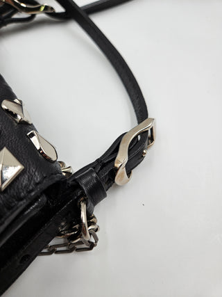 Black Leather Studded Card Suit Crossbody Bag
