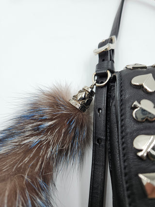 Black Leather Studded Card Suit Crossbody Bag