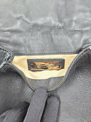 Black Leather Studded Card Suit Crossbody Bag