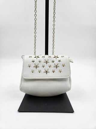 White Leather Small Star Studded Crossbody Bag